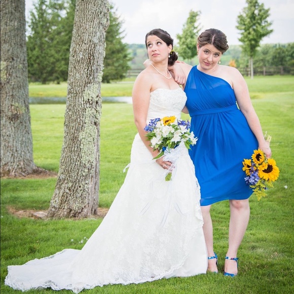 One Shoulder David’s Bridal Bridesmaid Dress - Picture 4 of 4